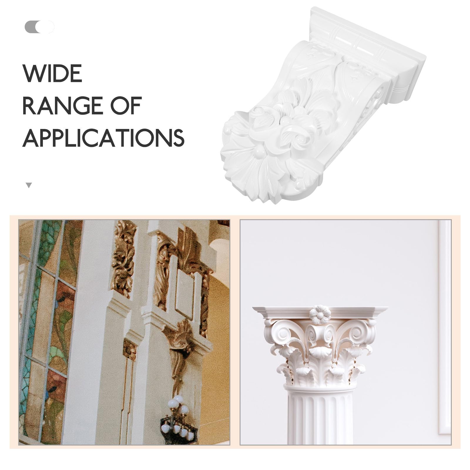 LABRIMP Ménsula Decorativa Europea de ABS Autoadhesiva Soporte para Columnas Romanas 1 Pieza Resistente