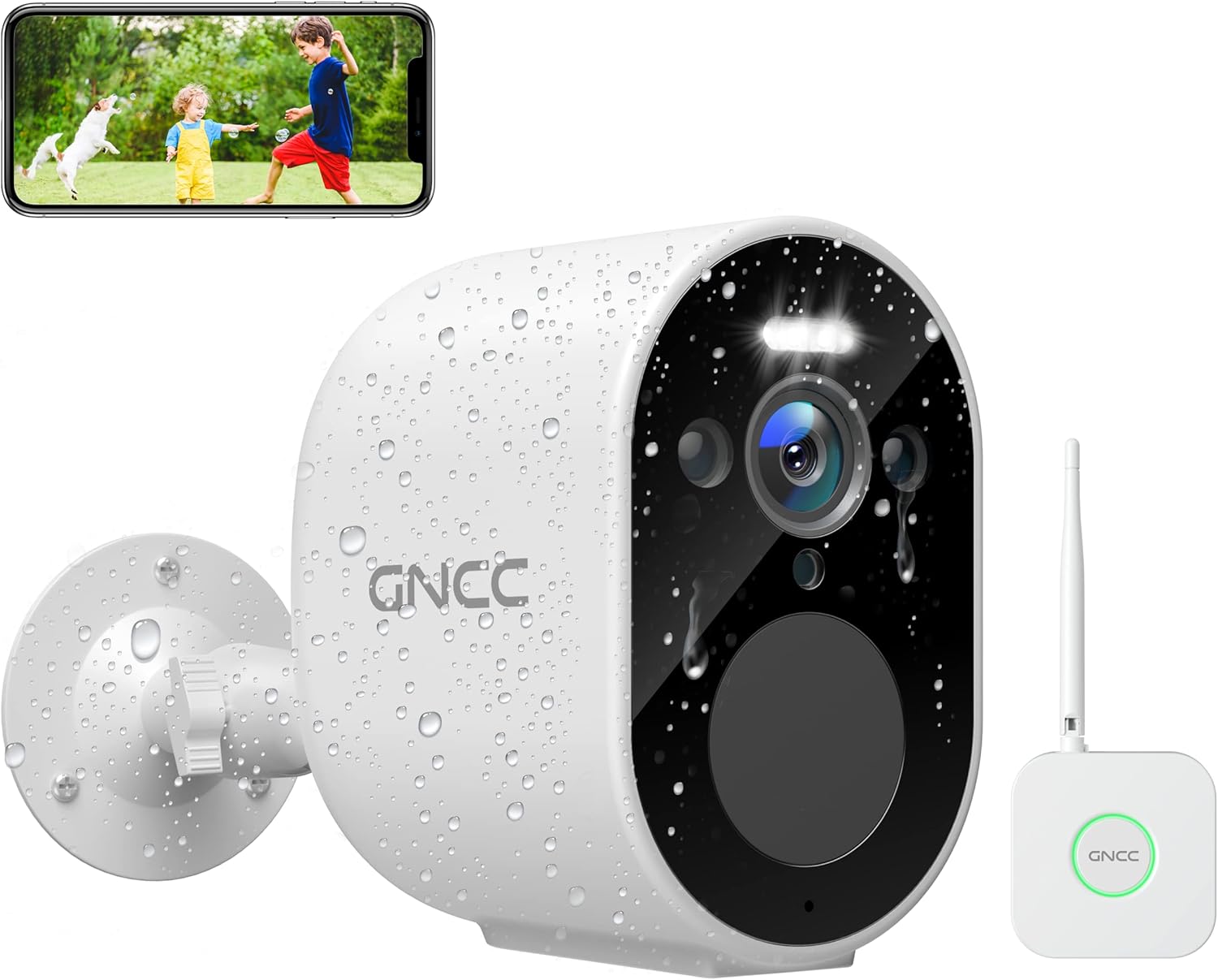 GNCC Security Camera Outdoor Wireless 2.4G WiFi with Hub Battery