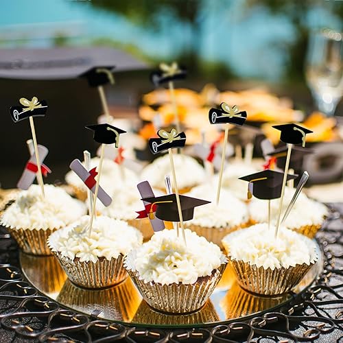 Miniatura 6 de 200 palillos de cóctel de graduación, 4.7 pulgadas, palillos de dientes de cóctel, palillos de dientes largos decorativos de bambú para suministros