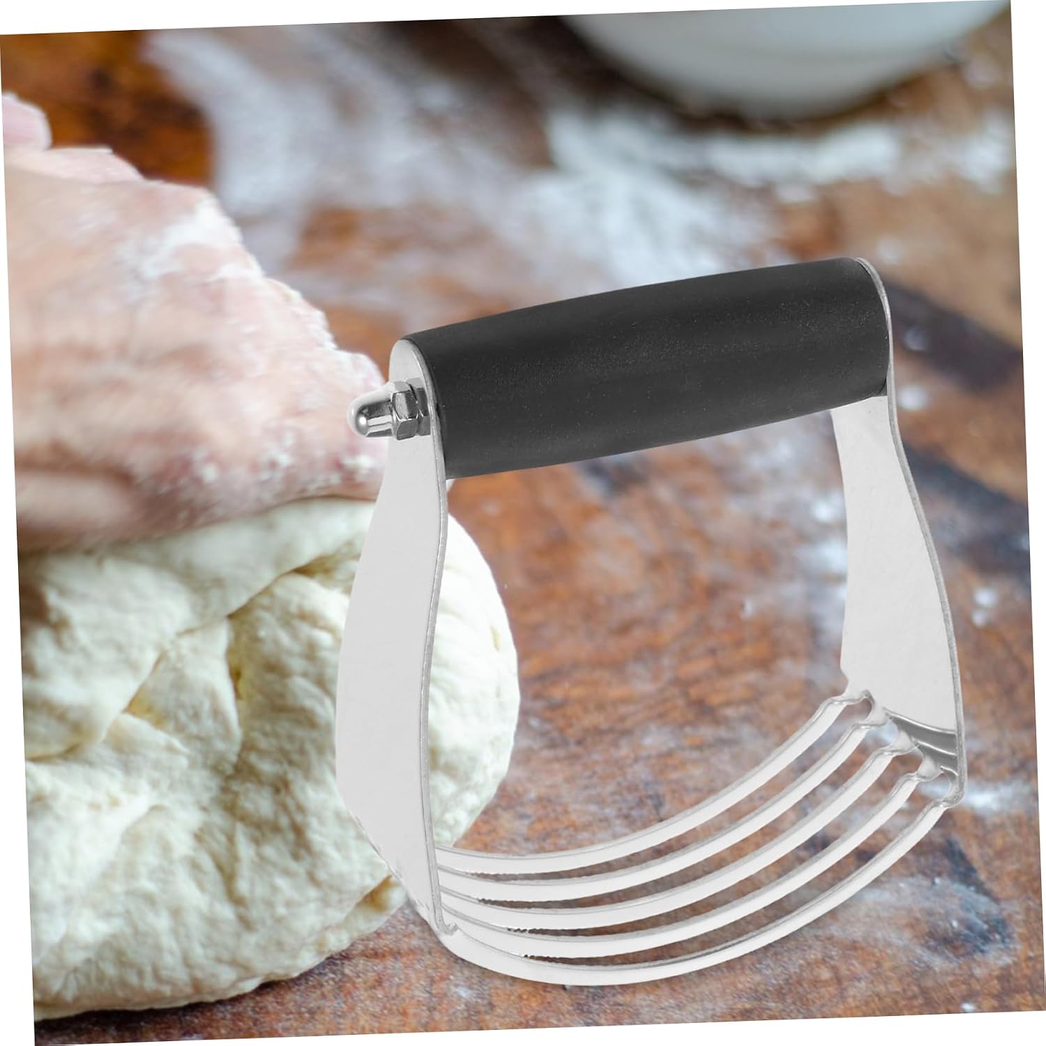 Stainless Steel Pastry Dough Cutter with Blades and Built-in Scraper