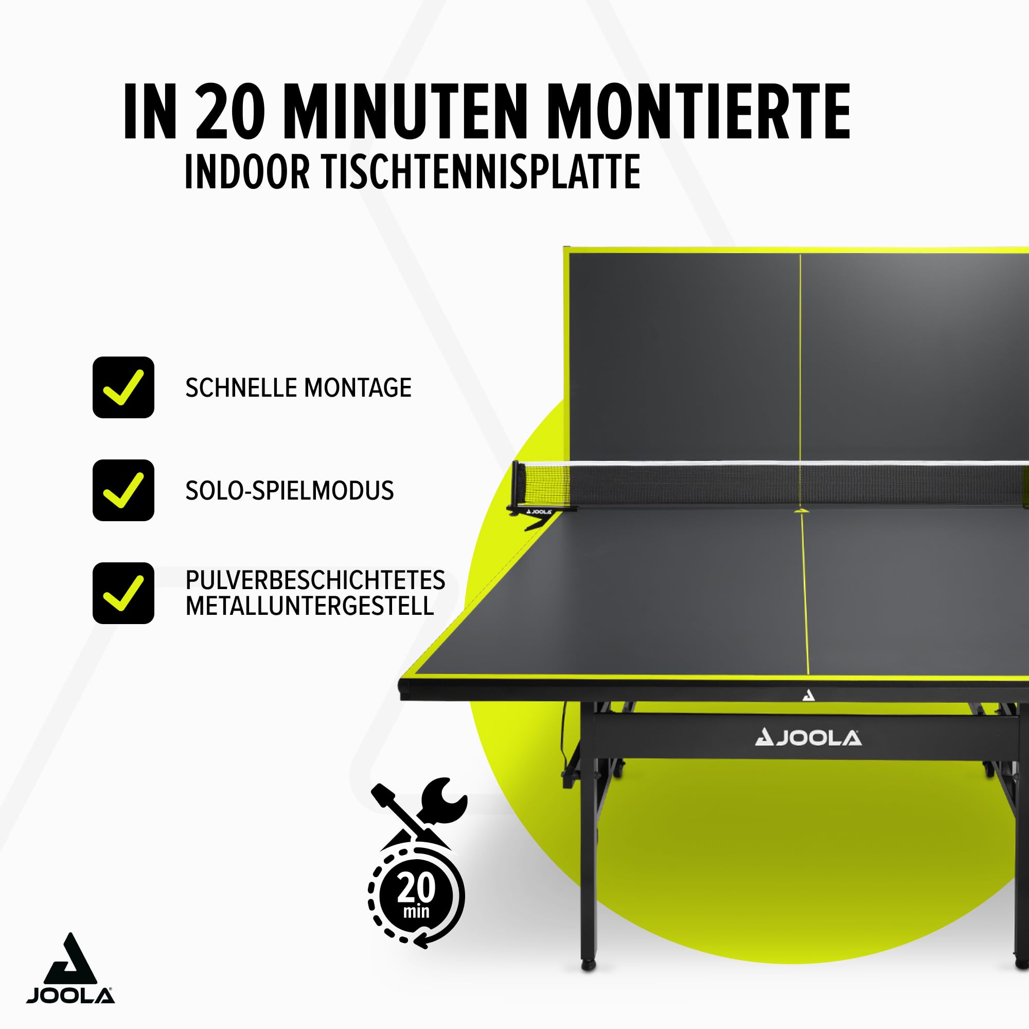 JOOLA Tischtennisplatte Inside Tischtennistisch Indoor klappbar – Schneller Aufbau - inklusive Tischtennis Netz, 274 x 152,5 x 76 cm