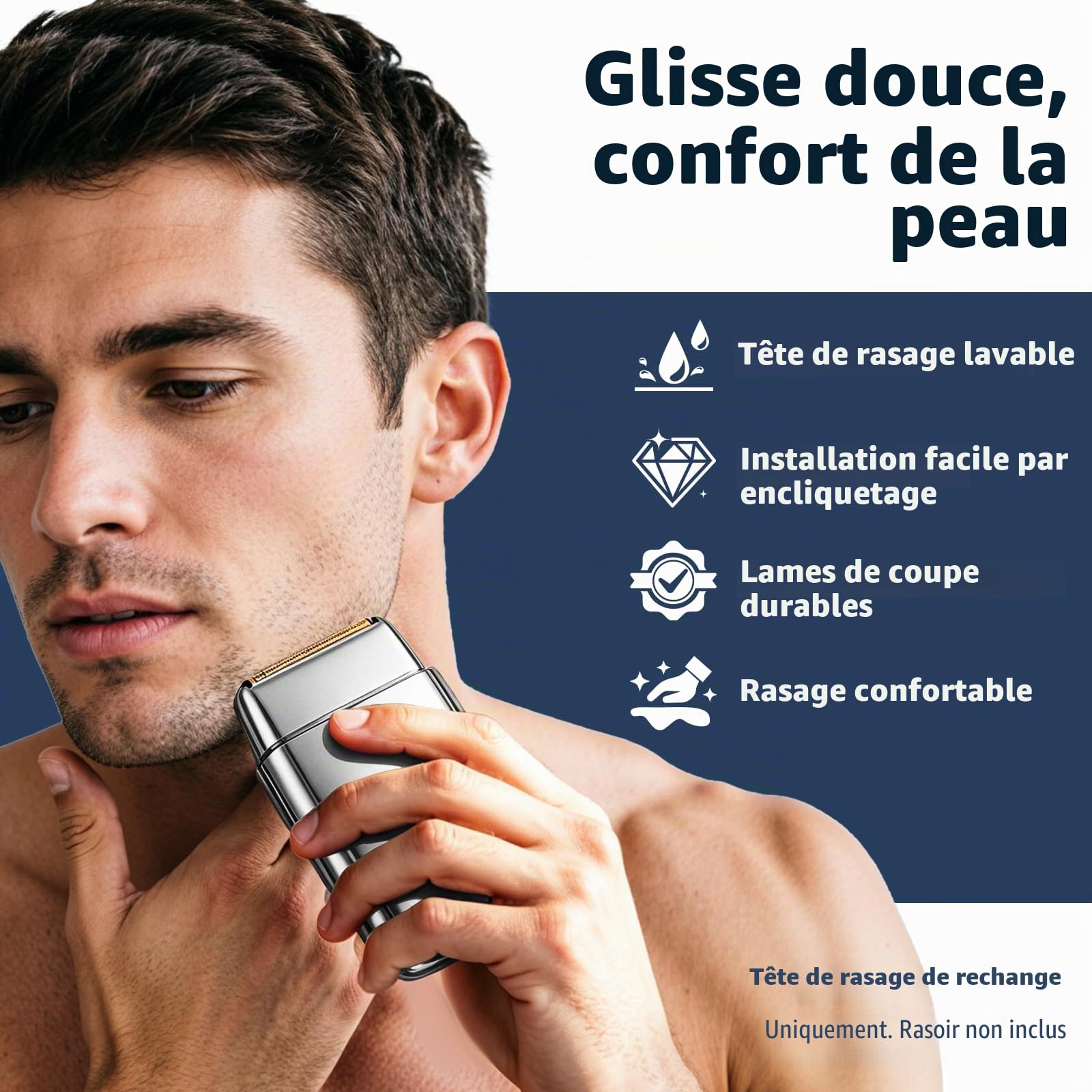 Lame de rechange pour rasoir compatible avec BaByl**sPRO Double FXFS2 - Grille métallique (Argent, pack de 3 pièces)