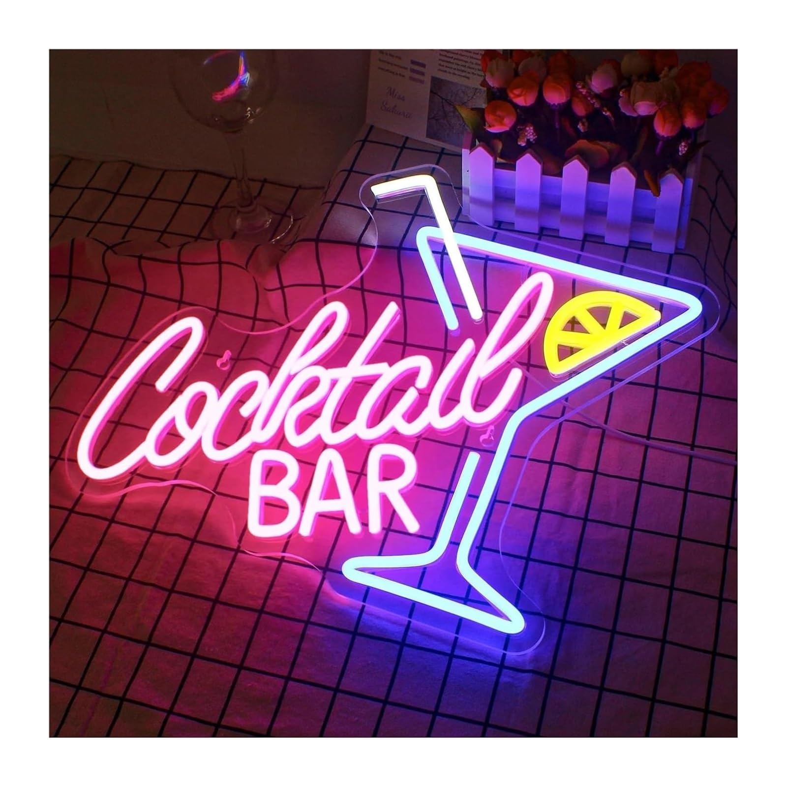 Neón Sign Luces de panel neón para bar cócteles, aplique pared para decoración, con tecnología