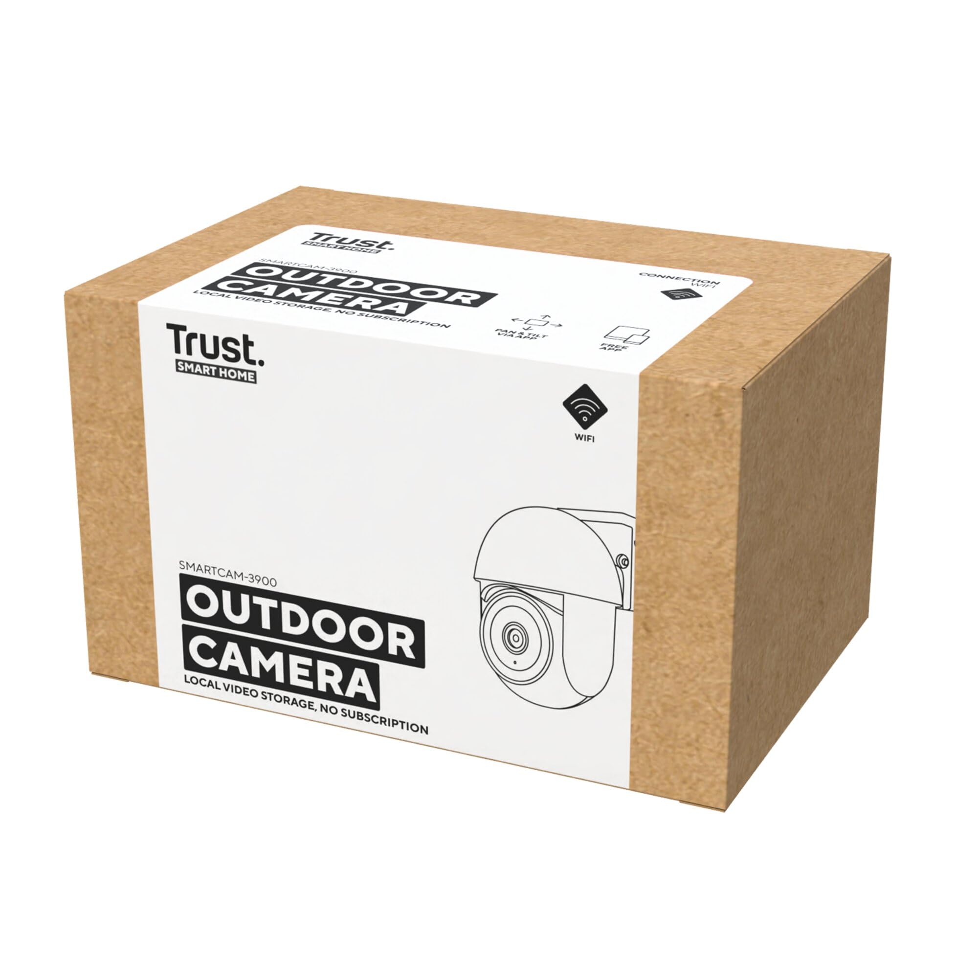 Trust SMARTCAM-3900 Telecamera Wifi Esterno 360°, con Visione Notturna | Luce/Sirena/Microfono Integrati, Rilevamento Umano, Videocamera Sorveglianza con App, Casa Intelligente, Bianco