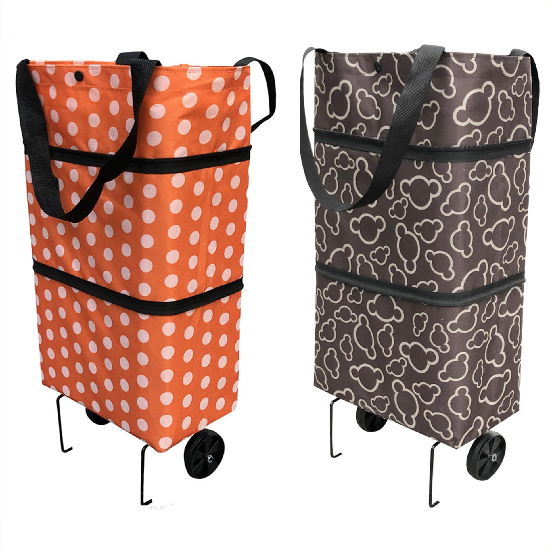 Photo 1 of ***ONE LUGGAGE PIECE ONLY***Swpato Reusable Grocery Bags with Waterproof Coating and Folding Wheels - Foldable Tote Bags for Shopping, Multi-Purpose Storage for Groceries? Brown