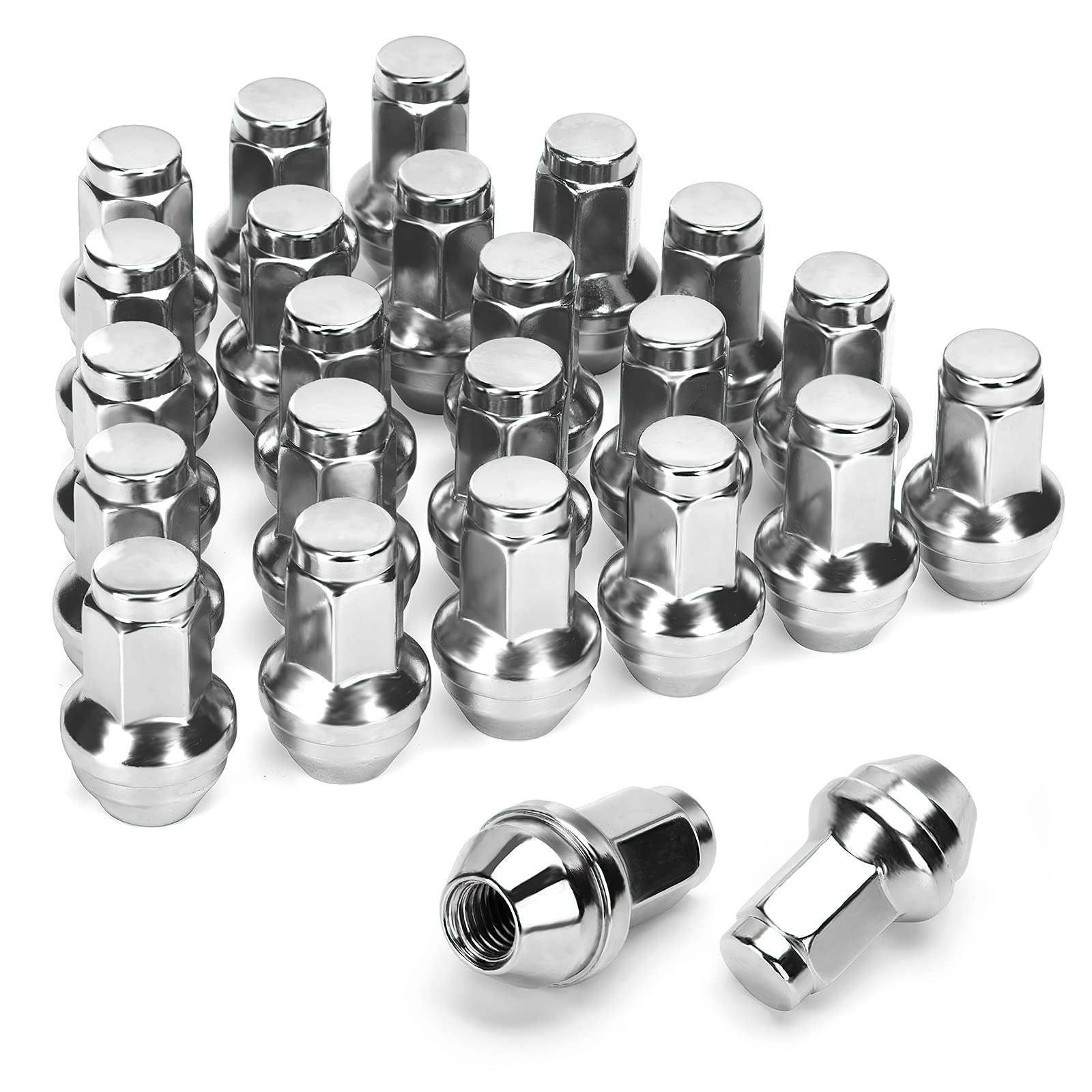 dynofit 24pcs 14x2 OEM/Stock Lug Nuts for 2000-2014 F-150/2000-2014 Expedition Lincoln Navigator, M14-2.0 One-Piece Design Durable Factory Chrome Wheel Lugnuts, 21mm Hex Anti-Rusting Updated