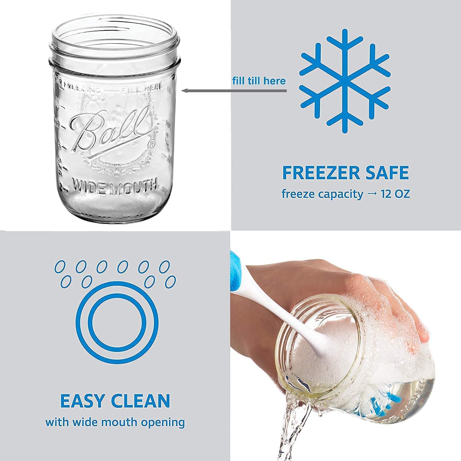 Ball Wide Mouth Mason Jars 16 oz [12 Pack] With mason jar lids and