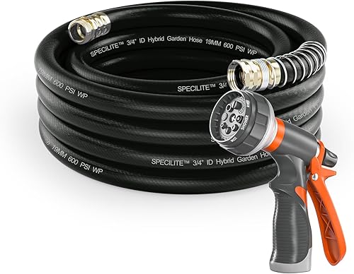 Miniatura 11 de SPECILITE Manguera de agua para jardín de 15 pies x 5/8 pulgadas, extensión de tubería líder de servicio pesado, flexible, liviana, sin dobleces