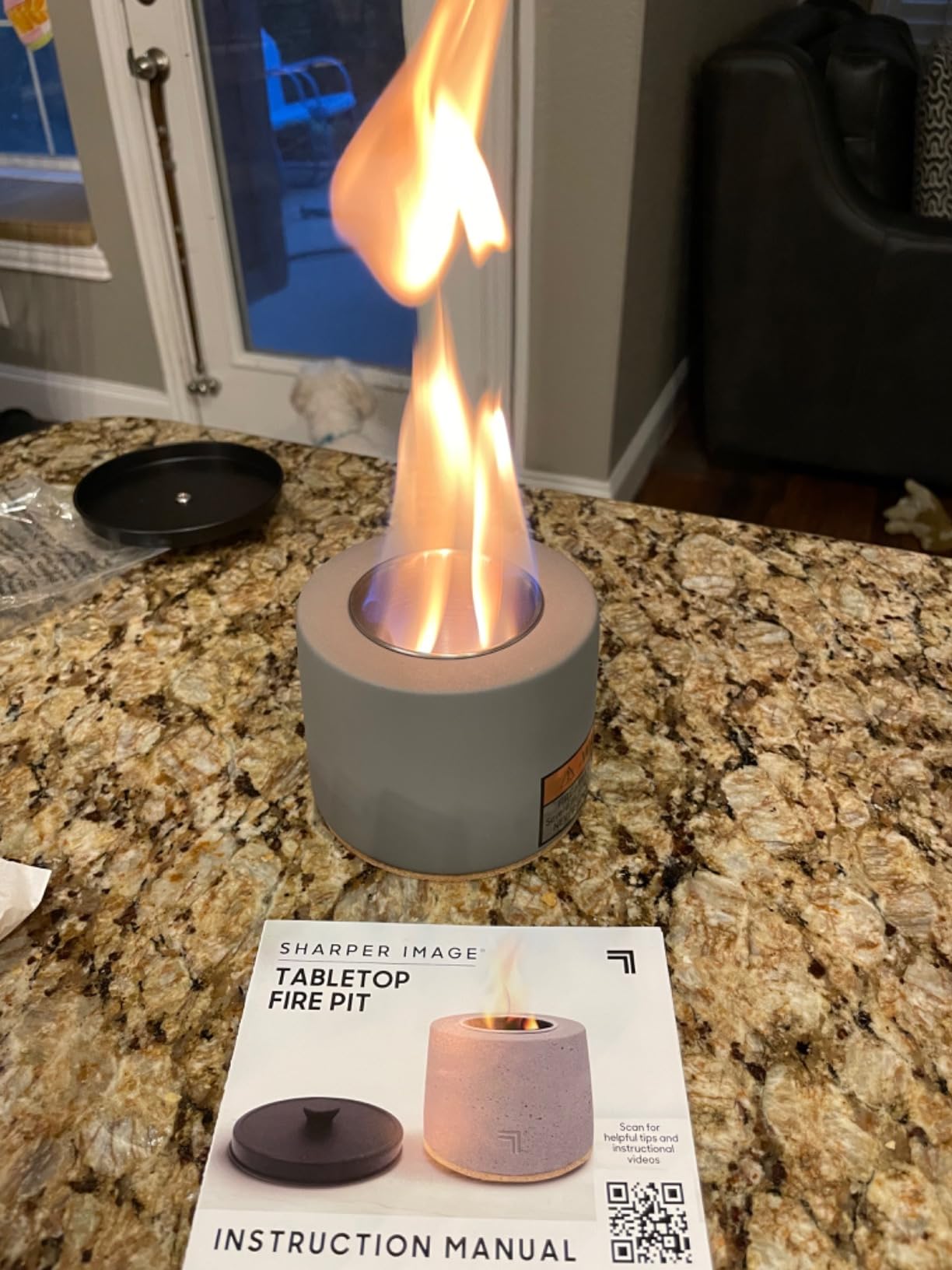 9/mo Finance Tabletop Fire Pit by Sharper Image Portable, Concrete