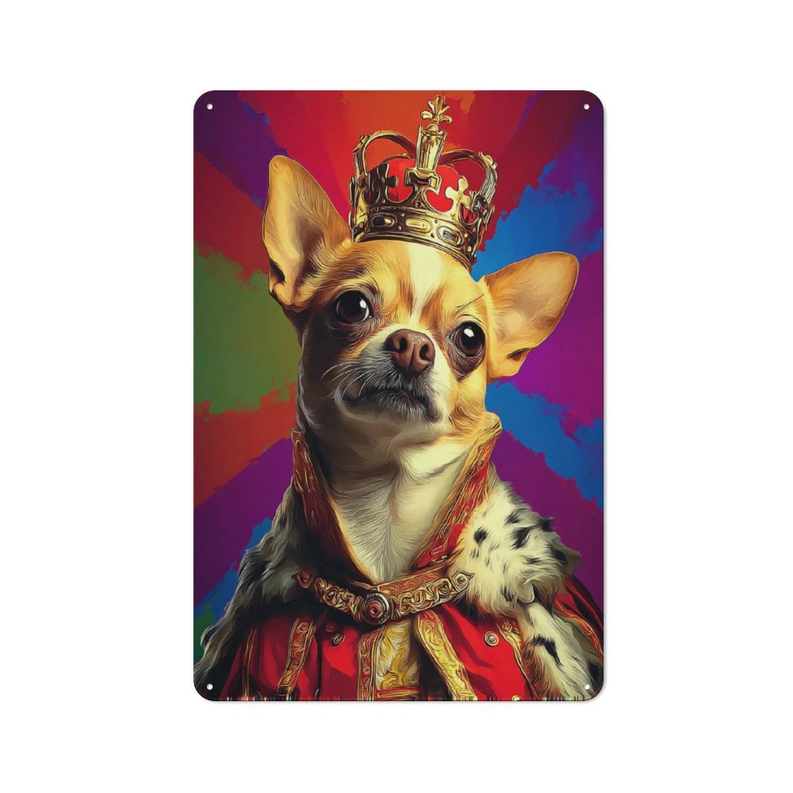 Junmoney Royal Canine Majesty Portrait -11 Tin Wall Plaque 30X20cm With For Garage Or Workshop, For Living Room, Hallway And Entrance Wall Decor