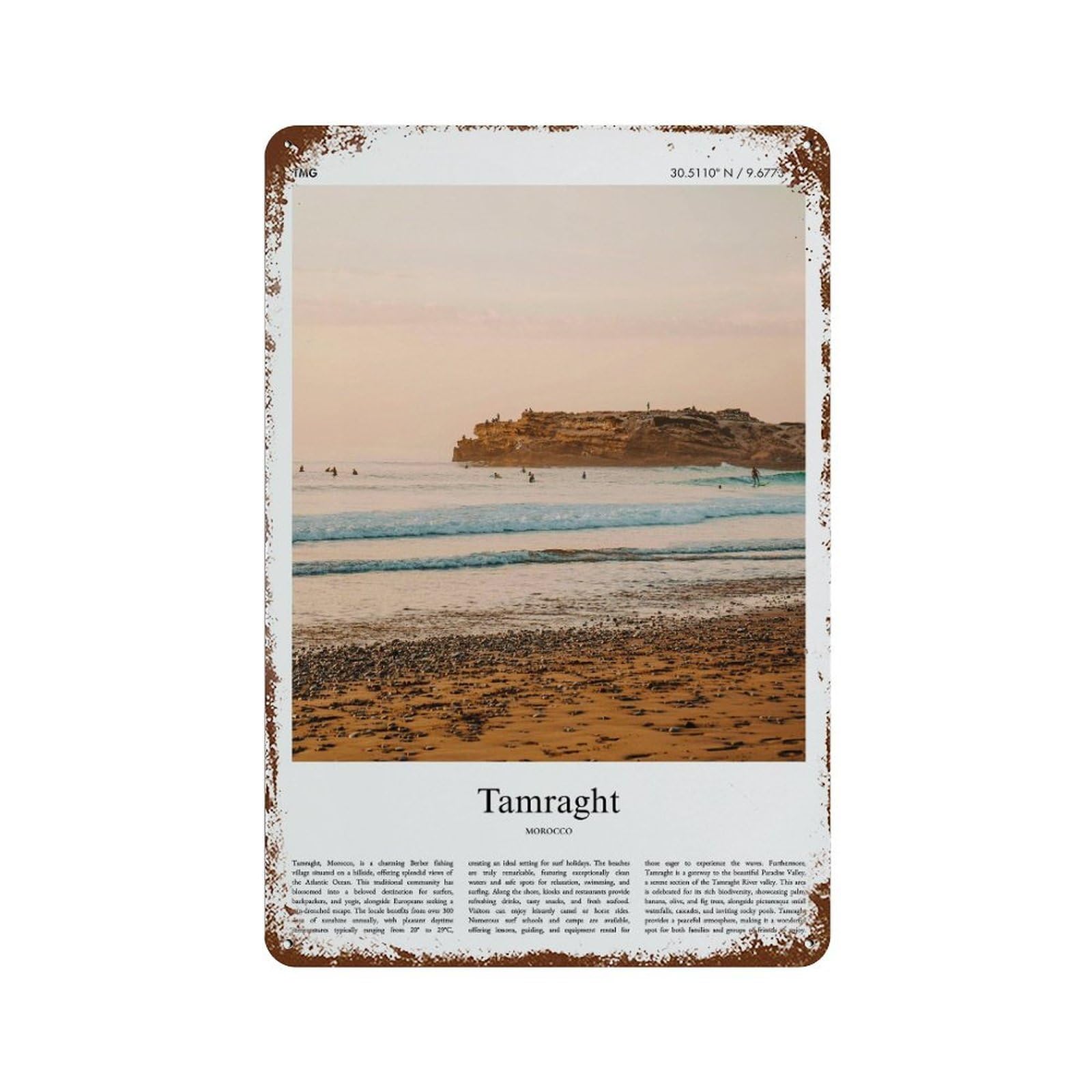 xiaoxiaoshen Tamraght Morocco City Scenery Wall Decor Art Metal Tin Poster Modern Home Decor Art Home Bar Shop Decorations Vintage Sign 30x20cm