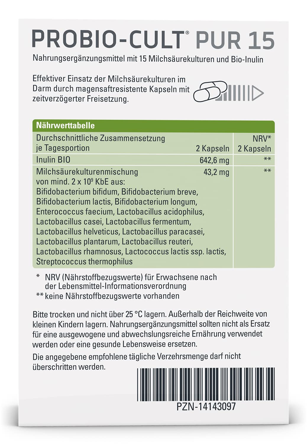 SYXYL ProBio-Cult® Pur 15 | Darmflora Balance| Bio Qualität | 60 Kapseln