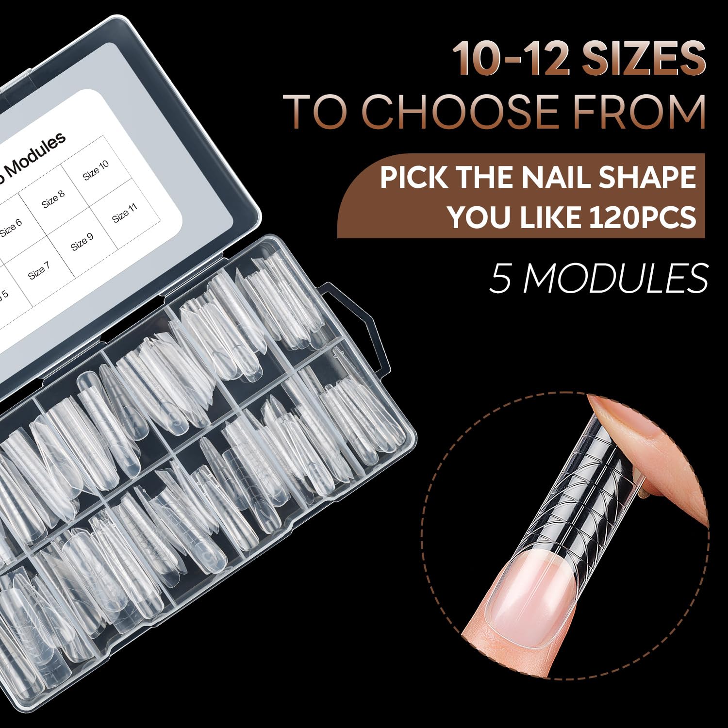 Nicedeco Poly Extension Gel Dual Nail Forms, 120pcs Nail Molds for Builder Extension, 5 Style 12 Size Dual Forms for Gel Nail Tips Nail Art Design Salon DIY Kit 3 image 3