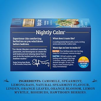 Twinings Nightly Calm Herbal Tea, Caffeine-Free 2-Pack, 20 Count Ea