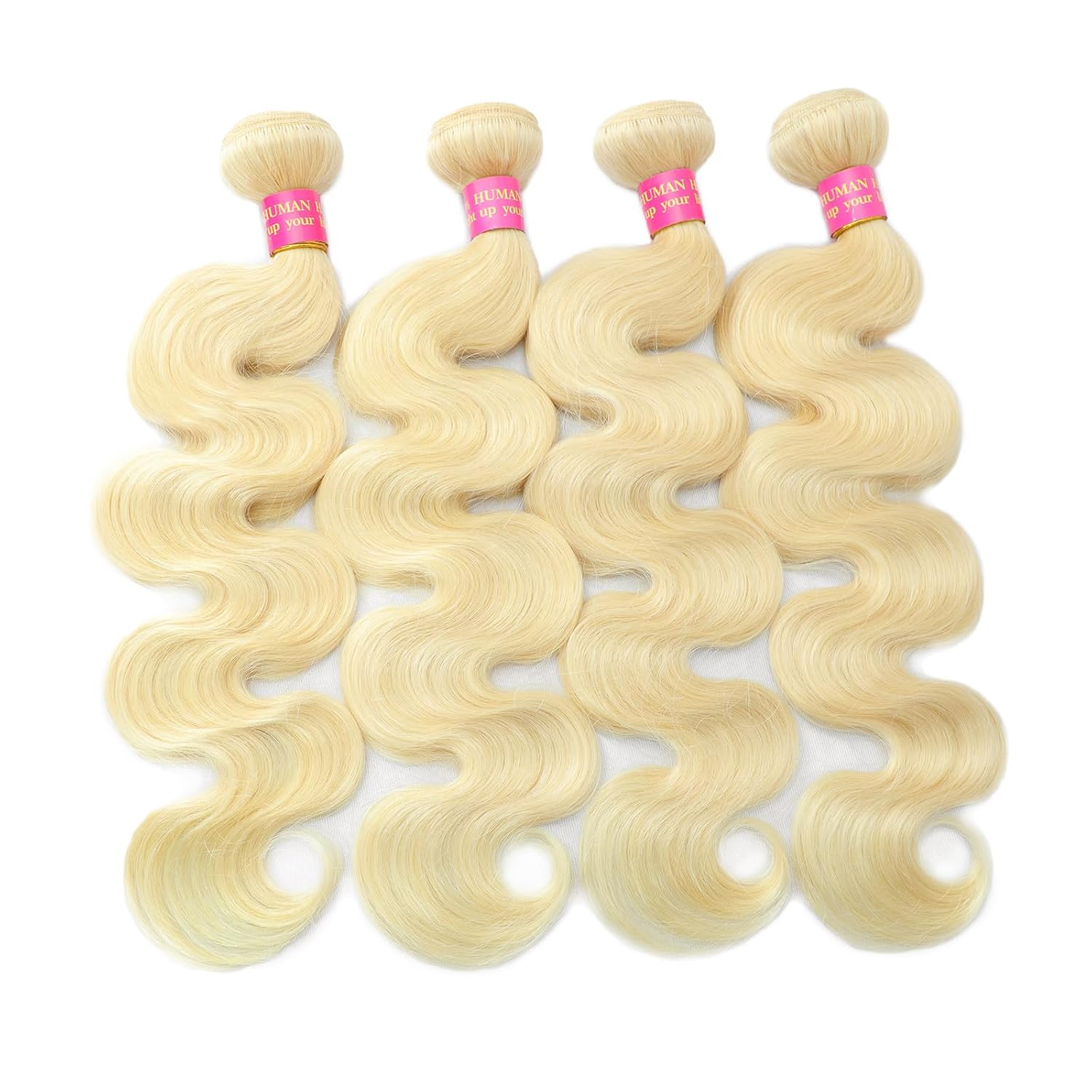 613 Bundles Human Hair 24 26 28 30 Inch Blonde Bundles Human Hair Body Wave 4 Bundles, 100% Raw Indian Hair, Can Be Dyed, Highlighted or Restyled, Minimal Shedding, No Tangle, Easy to Take Care of.
