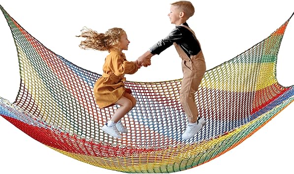 Climbing Net for Kids Double Layers Playground Safety Net Polyester Climbing Cargo Net Rope Bridge Nets for Treehouse Backyard Monkey Bars