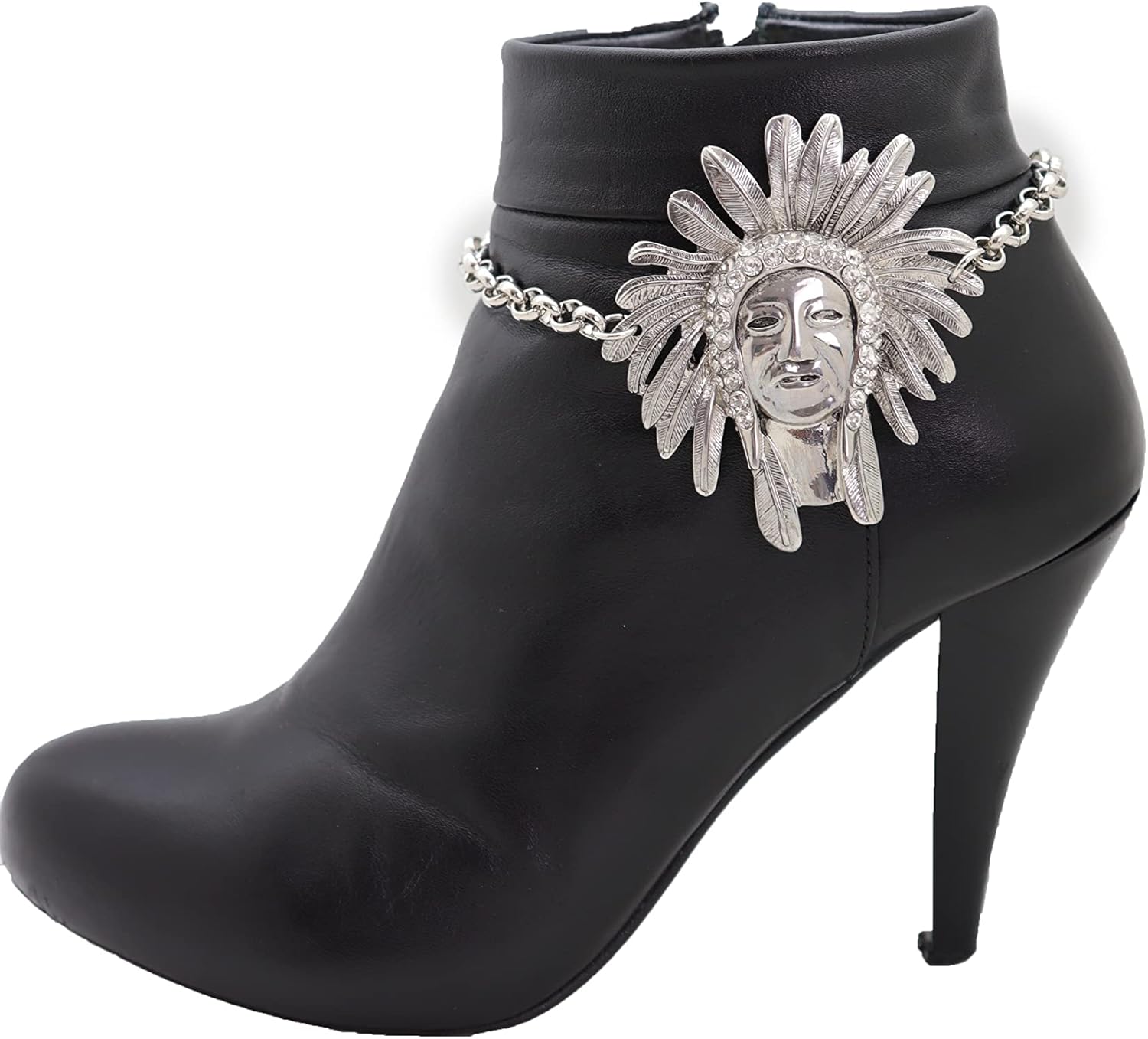 Women Western Fashion Jewelry Boot Chain Bracelet Silver Metal Shoe Anklet Native American Indian Charm
