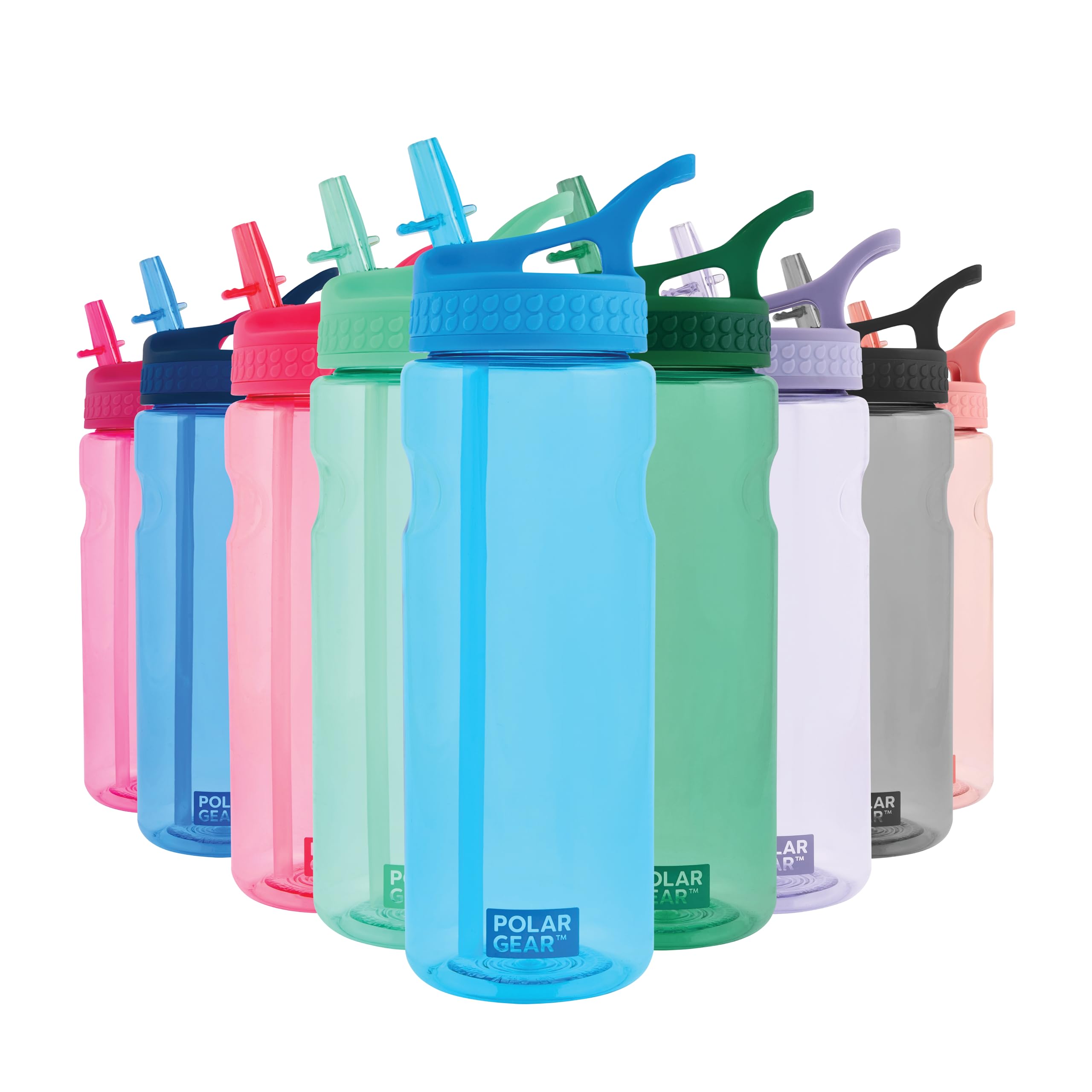 Polar Gear Aqua Grip Water Bottle – BPA-Free Reusable Water Bottles With Straw – 650ml Sports Water Bottle Perfect for Gym, Cycling & Work, Azure