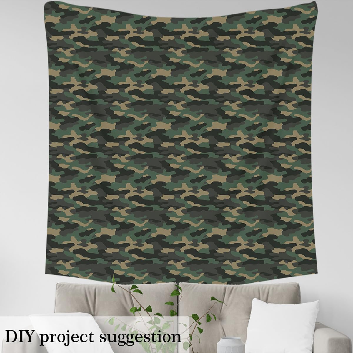 Feelyou The Yard, Camouflage-Polsterstoff für Stühle, dekorativer wasserdichter Outdoor-Stoff, 4,5 m, Grün, Grau, Schwarz