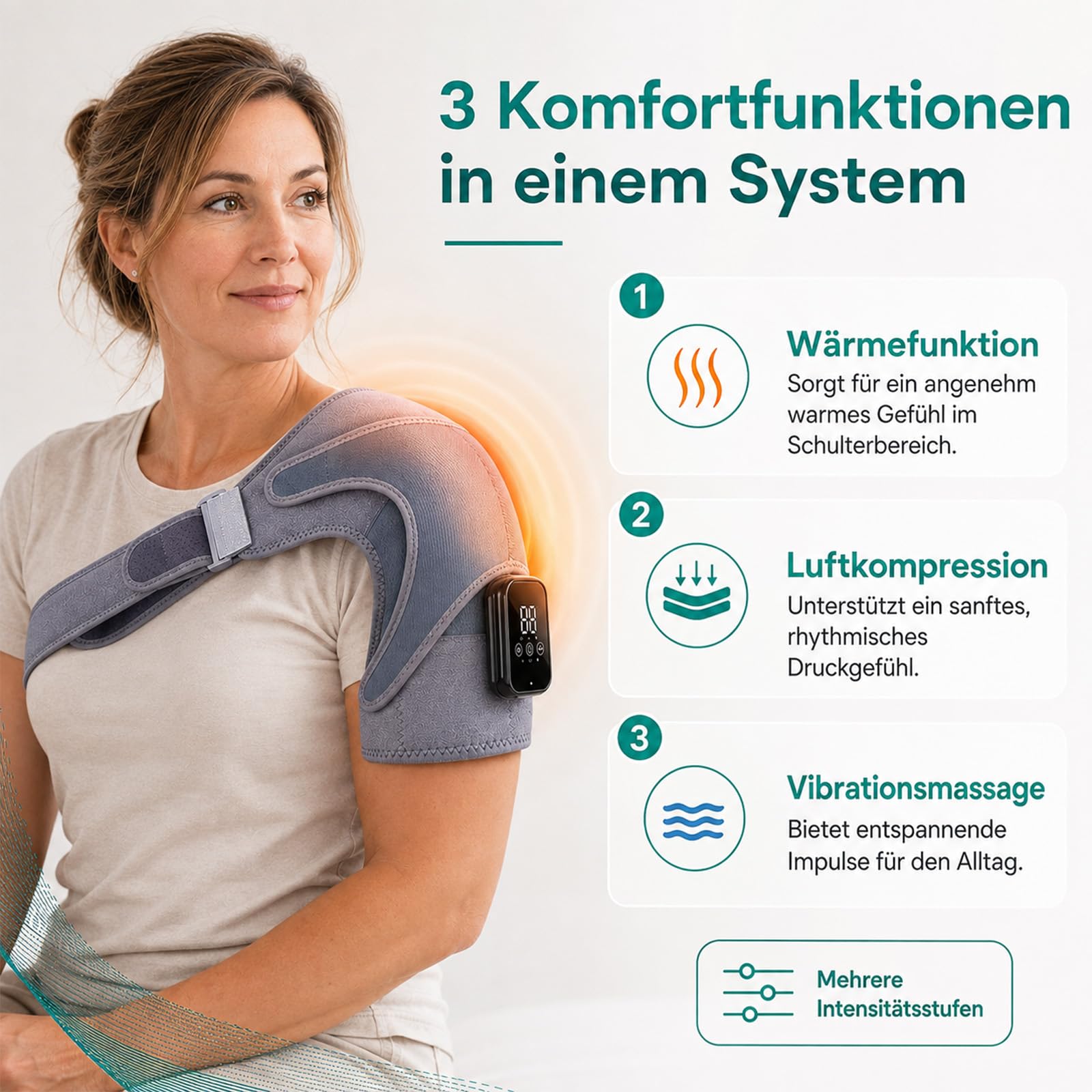 Relivera 3-In-1 Schultermassage Mit Dreifacher Massagefunktion | Kabelloses Design, Lange Akkulaufzeit, Verschiedene Massageprogramme
