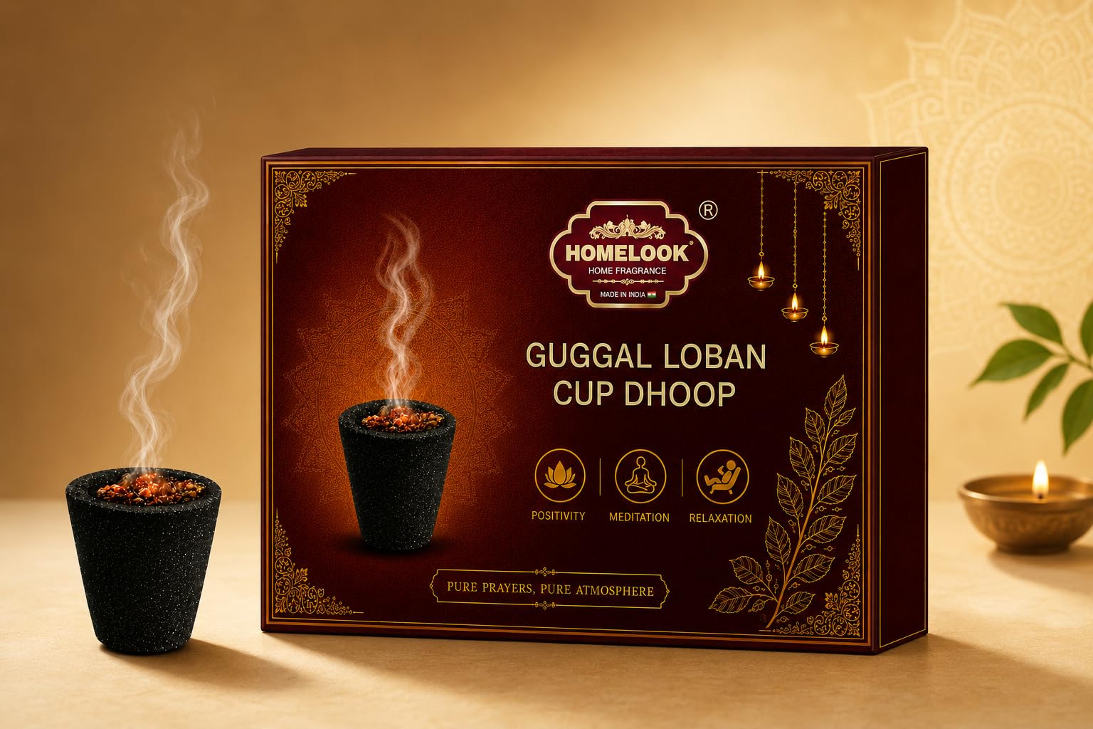 Sambrani Dhoop Cups for Pooja, Navratri, Home, Shop 12 pcs 1 Free Stand. Pure Natural Guggal Loban Fresh Aroma. Positivity, Meditation, Yoga Etc.-image-45