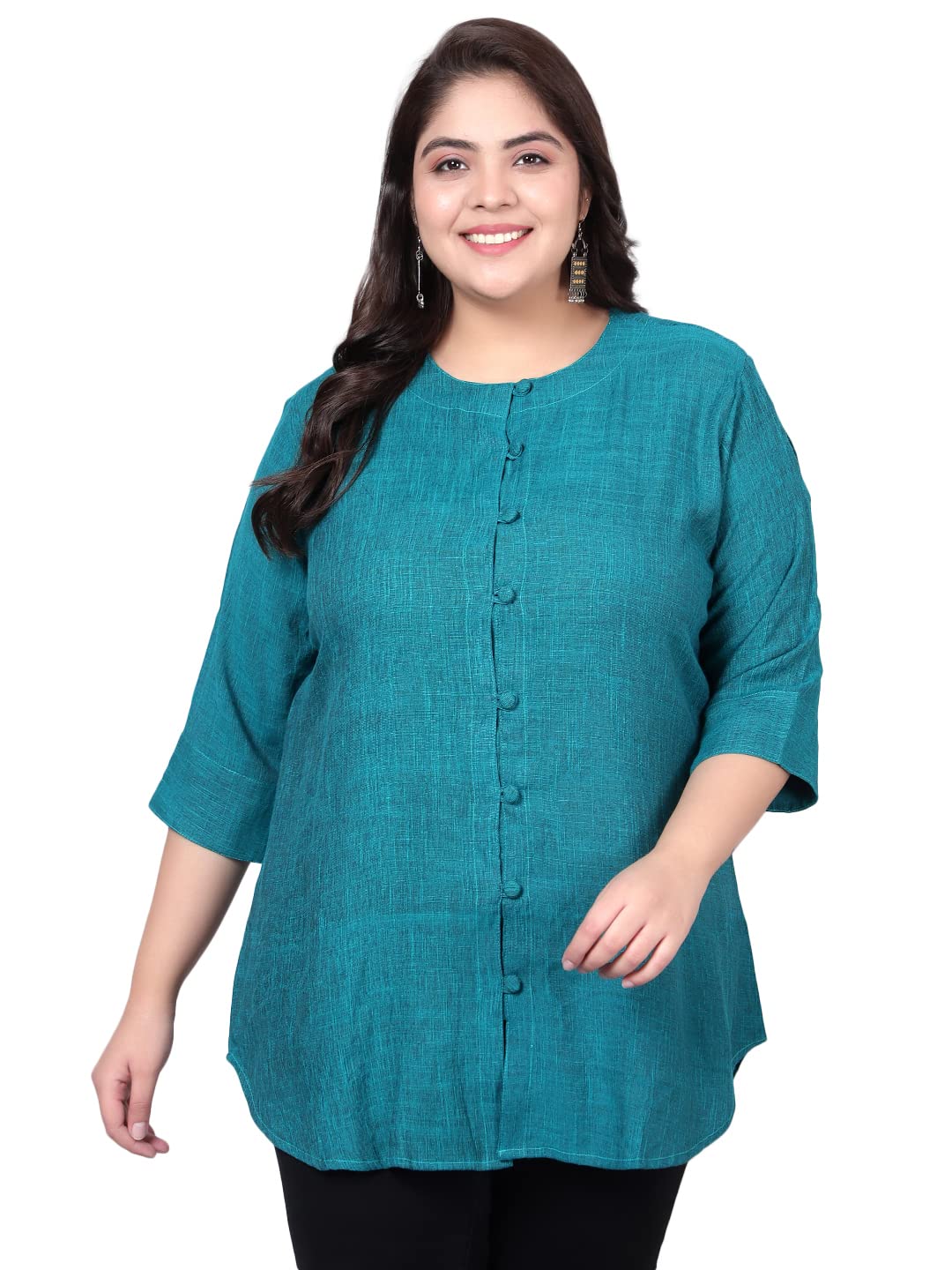 IndietogaWomen's Plus Size Casual Cotton Linen Tunics (Plus Sizes 2XL to 10XL)