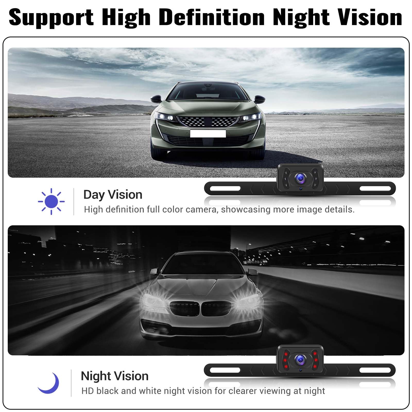 Caméra de Recul sans Fil, Moniteur HD 4,3", 1080P 120° Grand Angle Caméra Arrière pour Vision Nocturne Infrarouge, Étanche IP68, Caméra de Recul Kit pour Camion Camping Car Tracteur agricole 12V