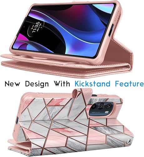 Vista 11 de Tekcoo Funda tipo cartera para Motorola Edge+ 2022 Moto Edge Plus 5G UW 2022 Edge 30 Pro X30 XT2201 Funda de piel sintética para tarjetas