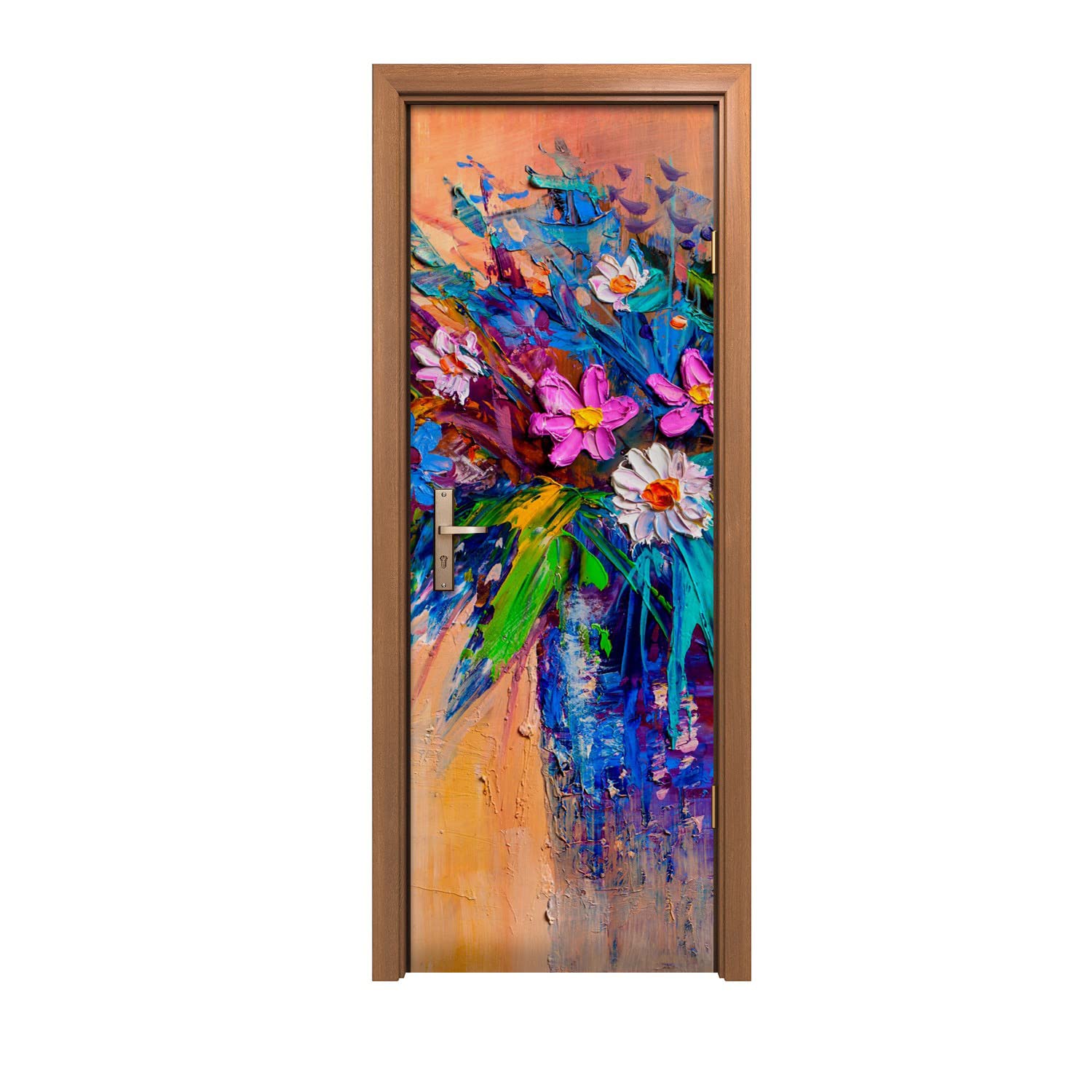 Autocollant de porte bouquet de fleurs 70x200cm masquez les rayures