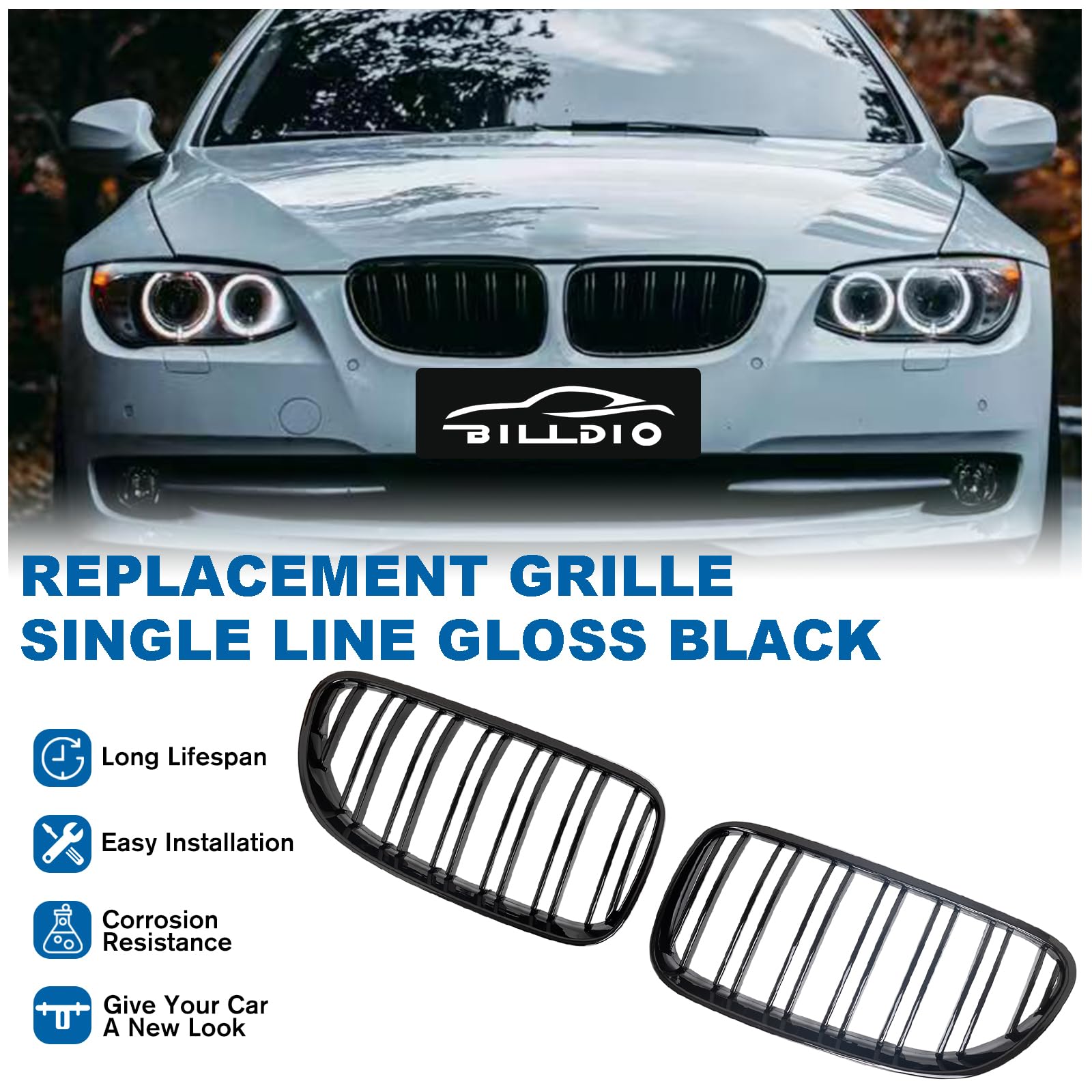 Amazon.co.jp: BILLDIO E92 E93 フロントキドニーグリル ABS ダブル