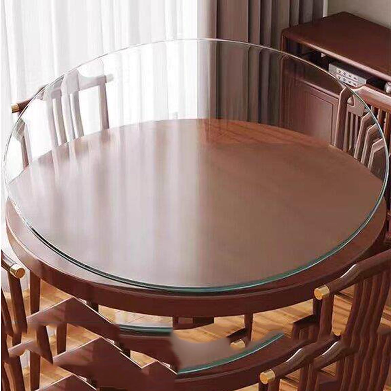 Plateau de table rond en verre biseauté épais pour table basse - 8