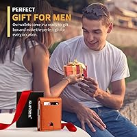 Vista 73 de RUNBOX - Carteras delgadas para hombre, cartera de piel con pinza para el dinero, cartera de bolsillo frontal con bloqueo RFID, tarjetero Negro