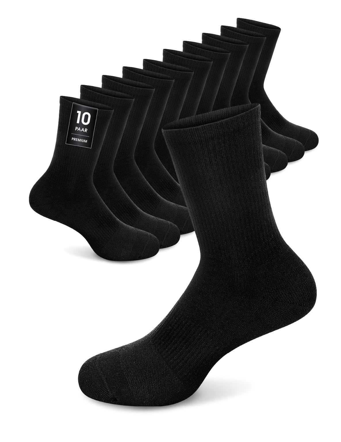 NYME Tennissocken Damen Herren 6-10 Paar - Socken Herren Atmungsaktive & Gepolsterte Sportsocken - Baumwolle Schwarze und Weiße Socken - 4 Größen (35-50)