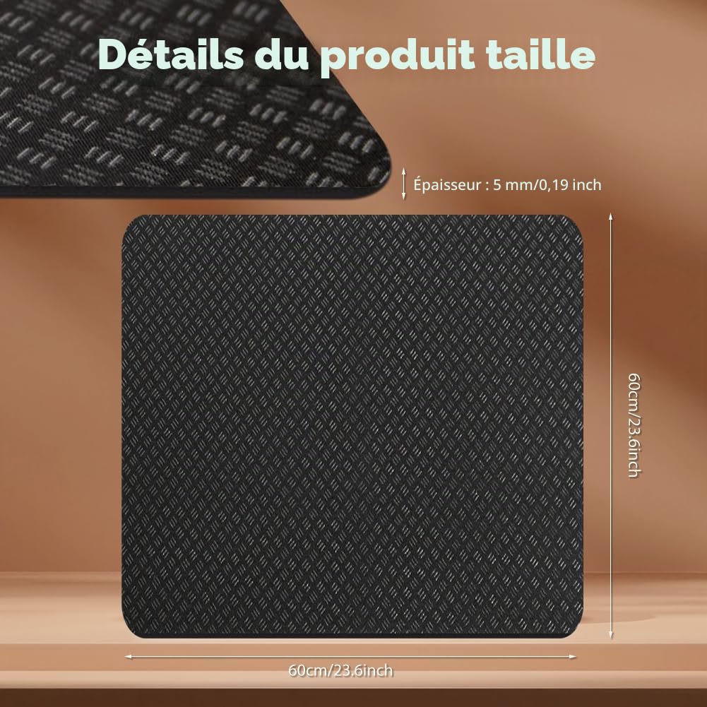 Tapis anti-vibration en silicone pour machine à laver, 60 x 60 cm, double face, antidérapant, étanche, pour machine à laver, réfrigérateur, sèche-linge, machine à laver et réfrigérateur
