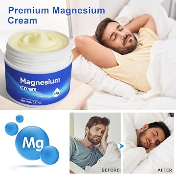 Magnesium Lotion, Magnesium Oil Cream - Feet, Knees, Muscle Stiffness & Joints, Fast-Absorbing, Non-Greasy-3.17 OZ
