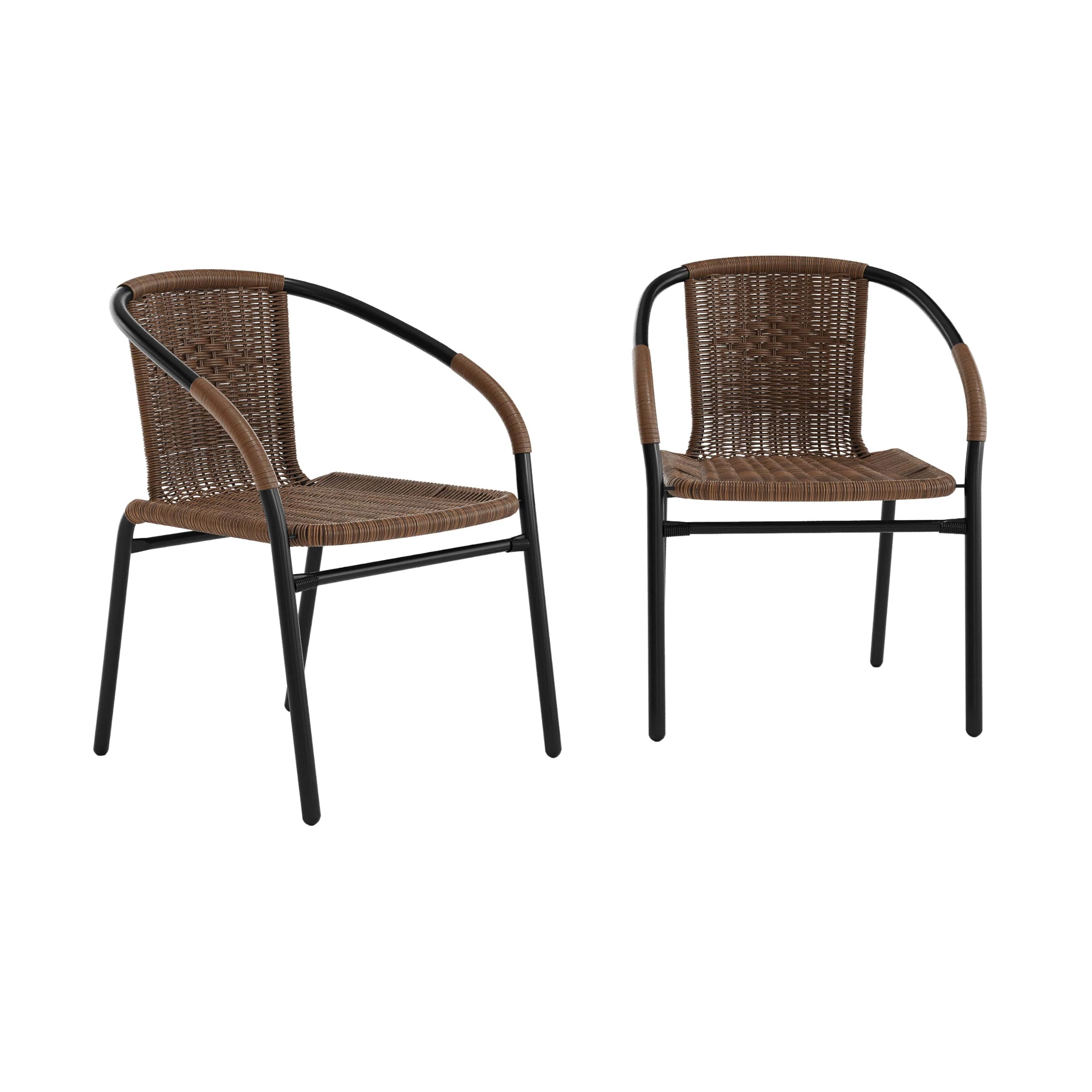 Flash Furniture Dark Brown / Set of 2 / Contemporary Patio Dining Chairs