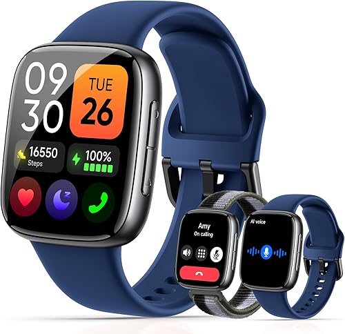 Miniatura 8 de Smart Watches for Women Men with 2 Bands, 1.85-inch AMOLED HD Display (390x450), 12-Day Battery Life, 3ATM Waterproof (30m), Call, Health