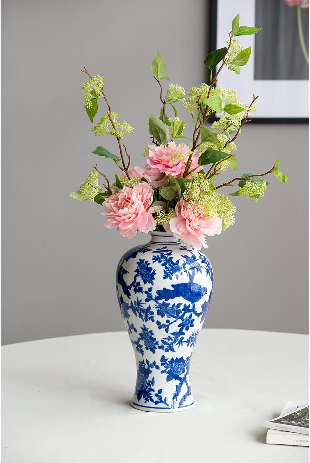 A&B Home Ren Blue & White Bird Vase