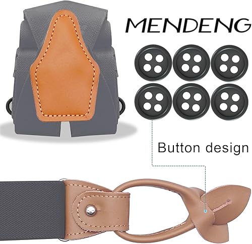 Miniatura 3 de MENDENG Tirantes de bronce vintage con 4 ganchos giratorios para hombre