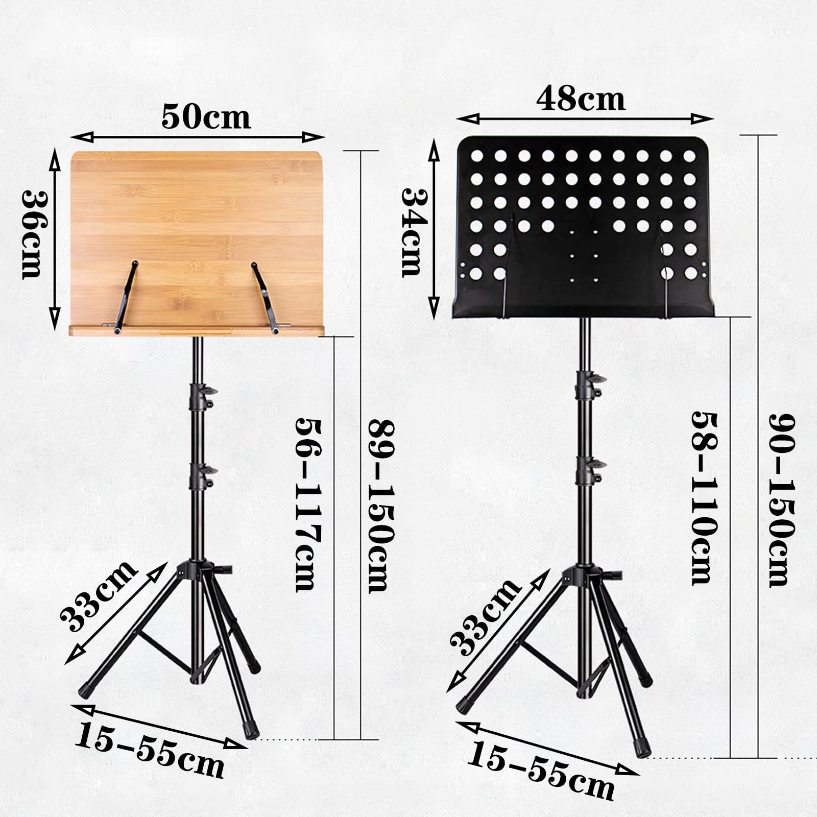 Leggio, Supporto per spartiti Portatile Pieghevole Facile da Usare, Supporto per leggio, Supporto per Chitarra, Violino, Supporto per spartiti con Borsa, treppiede in Metallo, Nero, Supporto