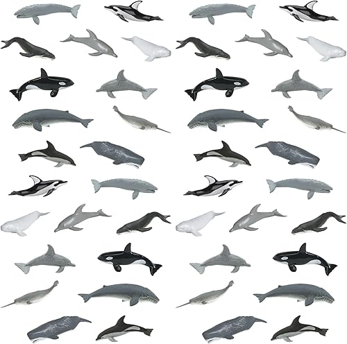 Safari Ltd. Bolsa a granel de ballenas y delfines – Juego de figuras de juguete de cetáceos en miniatura – 48 juguetes de juego para niños, niñas y