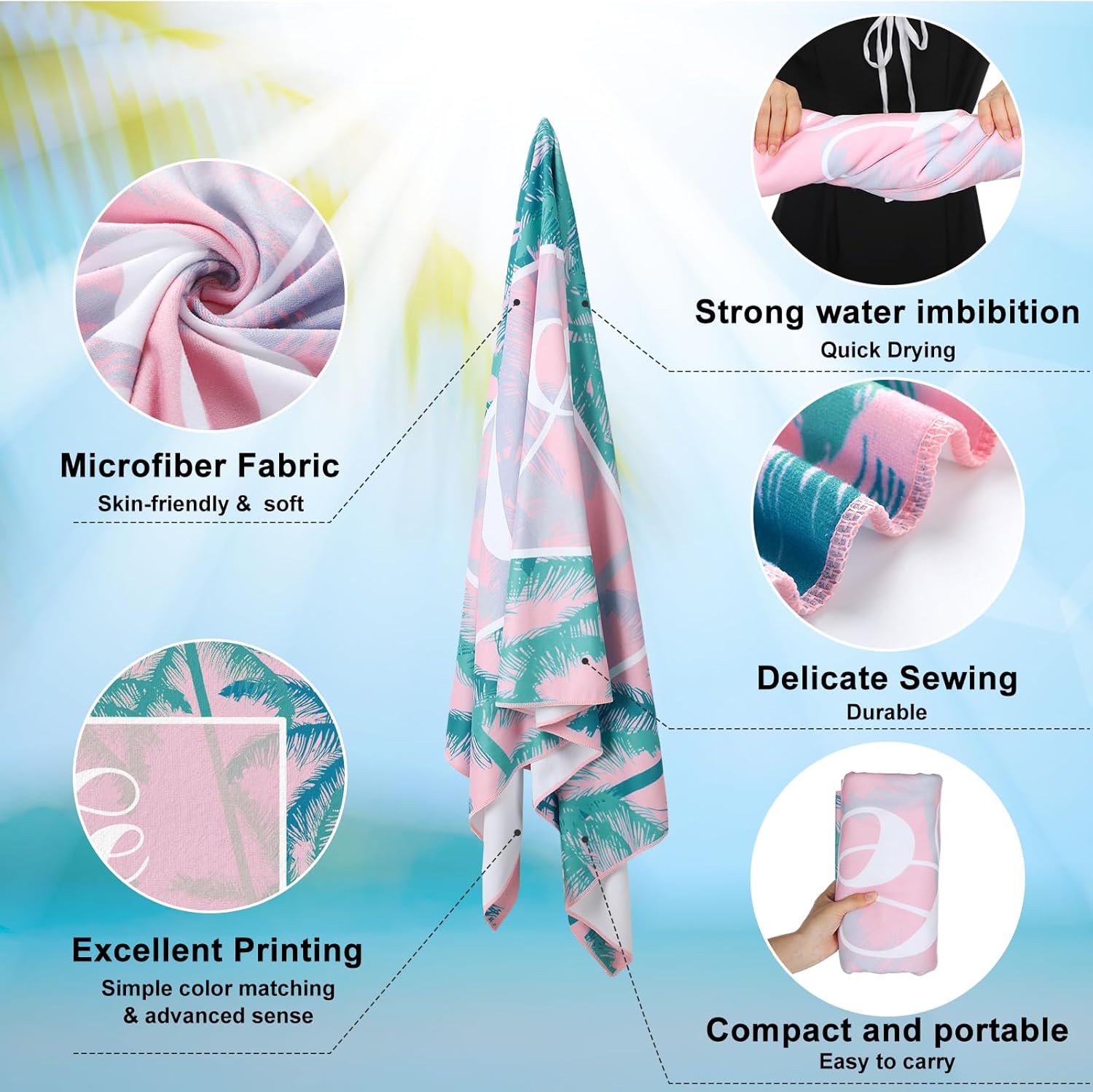 Redbaker 2 Pcs Mr and Mrs Beach Towels Wedding Beach Towels for Bride and Groom 60 x 30 Hubby and Wife Towel Honeymoon Newlywed Couple Towel Wedding Gift(Green Pink Series)