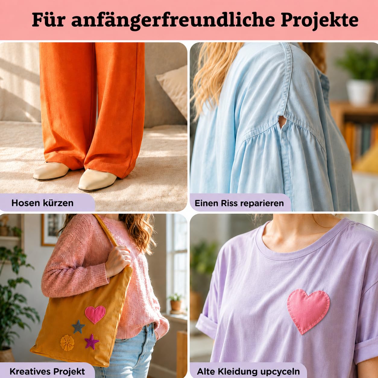 Crafts&Co® Nähmaschine für Anfänger | 28.4x12.3x26cm | Weiß-Lila | Handnähmaschine mit Eingebautem LED-Licht und Fußpedal, 12 Stiche, Mini Nähmaschine, Singer, Pfaff