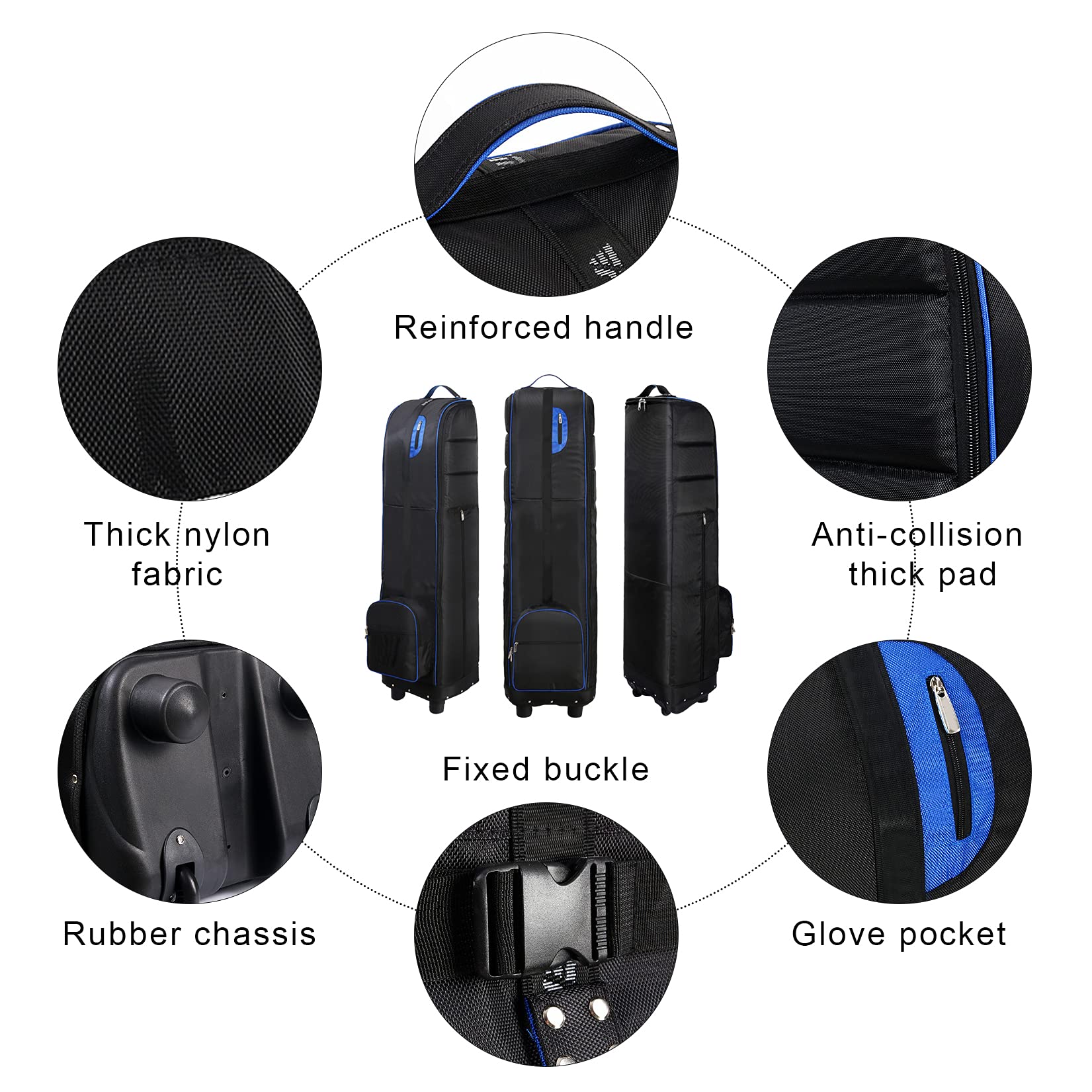 Amazon | ホイール付き折りたたみ式ゴルフトラベルバッグ、航空会社用