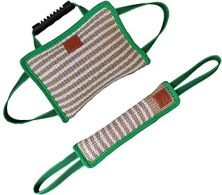 NYDH Durable Jute Dog Bite Pillow+Dog Bite Tug Toy, Durable Hard Jute Fabric,Suitable for Medium to Large Dogs,K9,Dog Bite Wedge,Dog Toys,Dog Bite Sleeves (Green)
