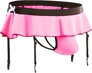 WINTOFW Sissy Pouch Panties for Men Crossdressers Men's Lingerie Skirt G-String Thongs Underwear Briefs with Garters