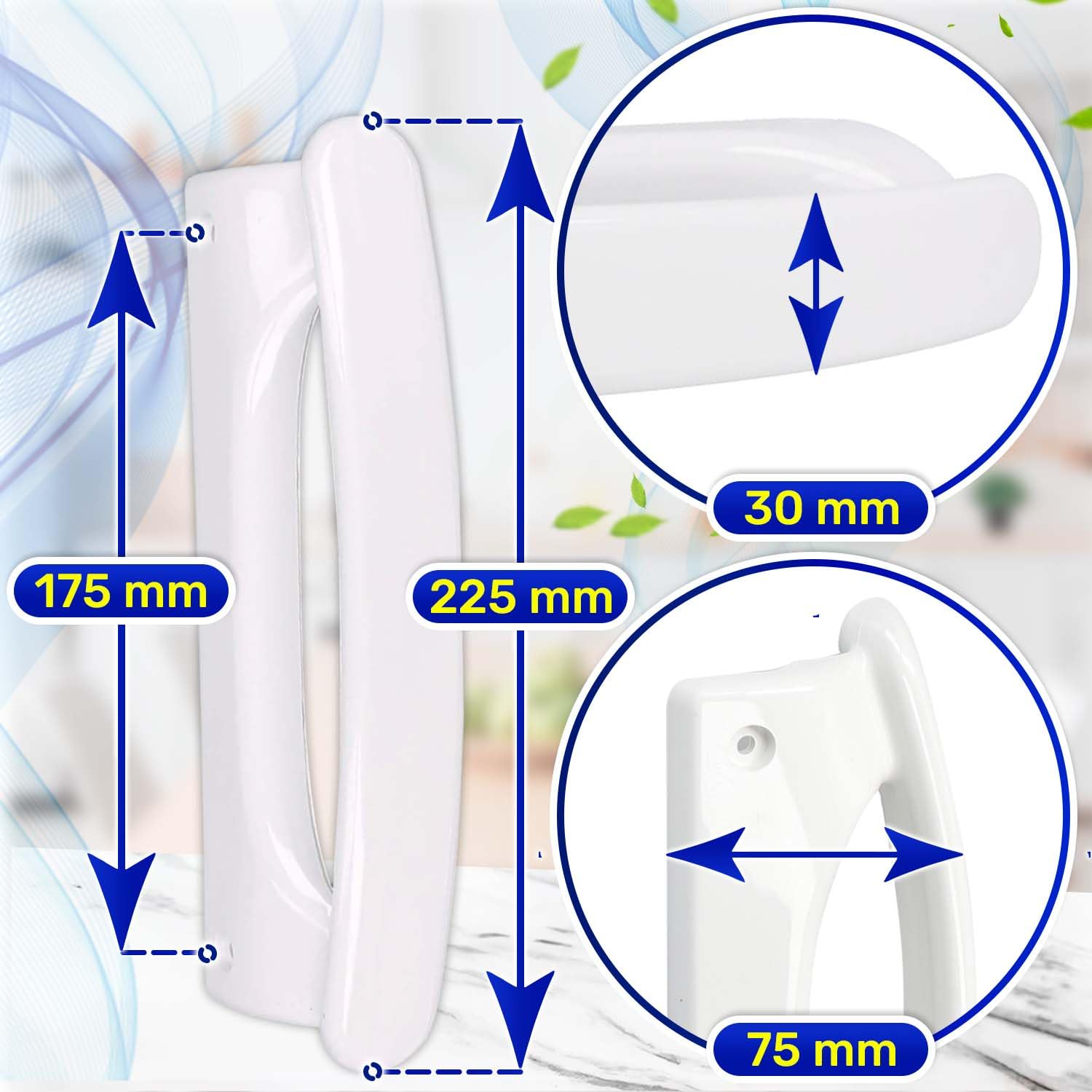 MONTERAL Tirador Frigorifico Longitud 205 mm Distancia Entre Orificios 175 mm con Código Original C00312114 para Indesit 481246268876 461950232312 para Whirlpool - Garantía 10 Años