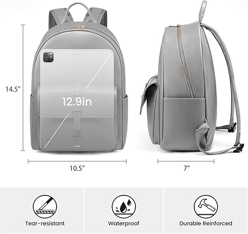 Miniatura 5 de LOVEVOOK Mochila para mujer, mochila casual de piel sintética, resistente al agua, mochila para mujer, Gris, Mochilas Daypack