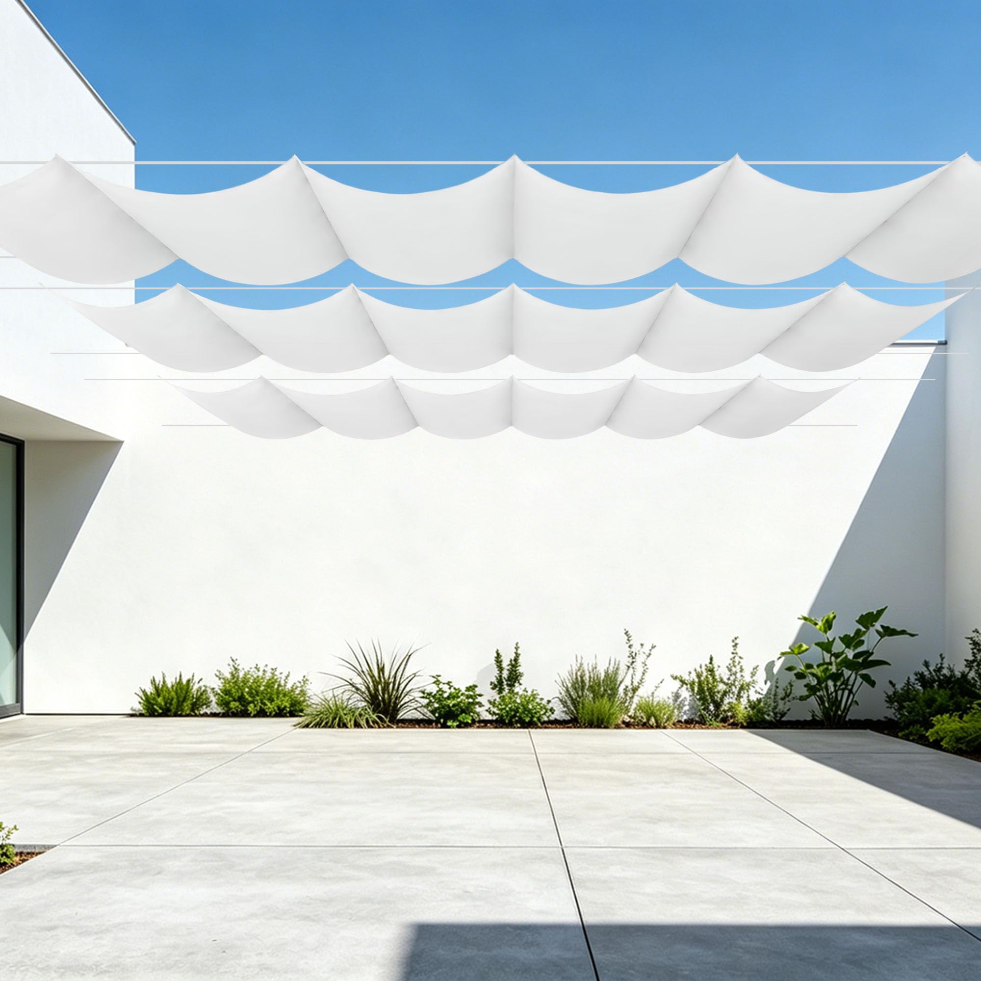 Voile d'ombrage vague anti-UV avec oeillets pour créer un coin d'ombre