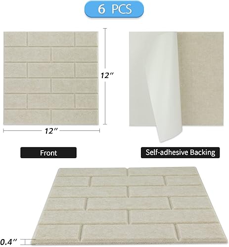 Miniatura 2 de BXI Tablón de anuncios de fieltro, 12 x 12 x 38 pulgadas, paquete de 6 tableros de visión autoadhesivos, tablero grueso y resistente con borde